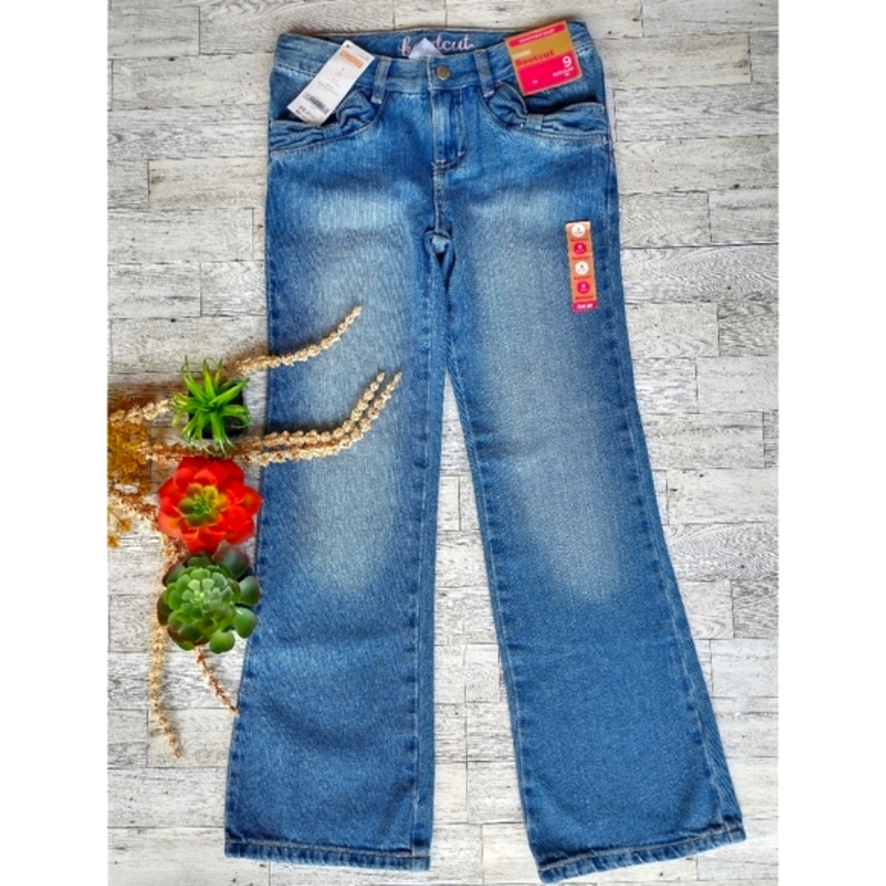Gymboree Girls Boot Cut Blue Jeans With Bow Pockets